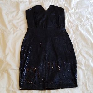 Strapless sequin cocktail dress